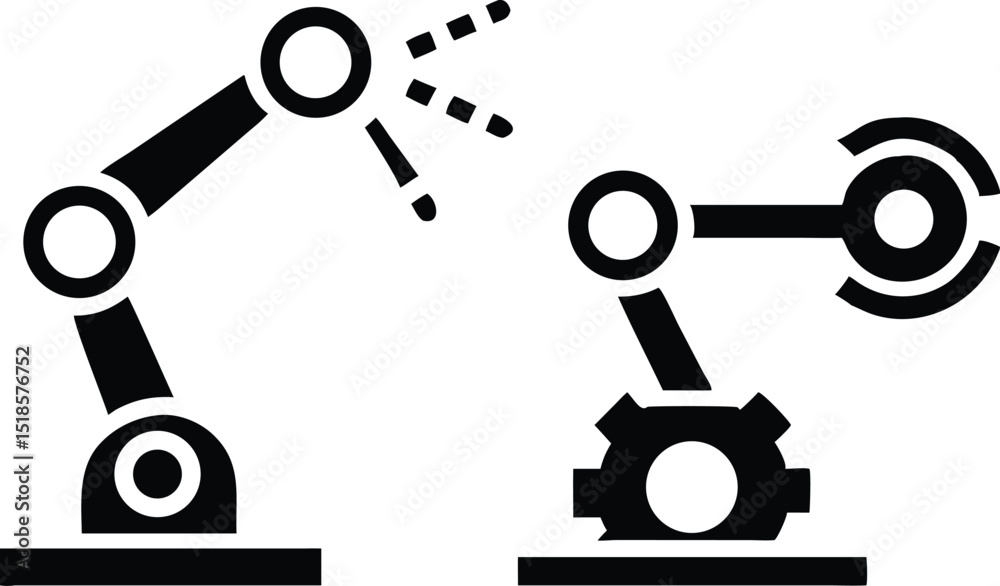 Poster minimalist robotics and automation icons in black and white vector design