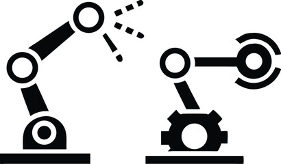 Minimalist robotics and automation icons in black and white vector design