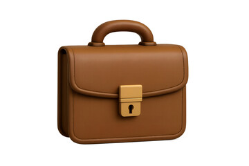 A brown leather briefcase with a golden lock, a classic design for professionals and business people.
