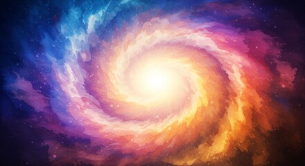 Abstract watercolor of colorful galaxy