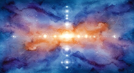 Abstract watercolor of colorful galaxy