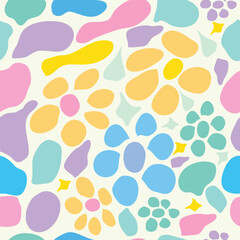 deformed shapes colorful abstract seamless pattern. Colorful abstract shapes on white background seamless pattern. Good for tiles, decoration, textile, fabric and more.
