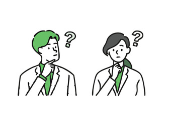 Brainstorm, idea discussion concept. Questions and discussion in search of an answer in the working team of office employees. Problem solving and Brainstorming concept. Vector illustration.