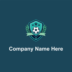 Shield soccer ball laurel stars ribbon dark blueteal  © jasmin