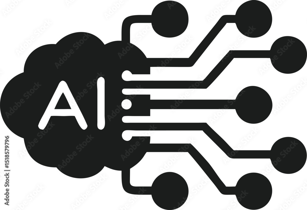 Aufkleber Abstract ai neural network icon design illustrating data flow and modern technology