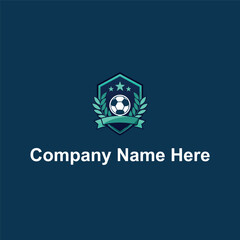 Shield soccer ball laurel stars ribbon dark blueteal  © jasmin