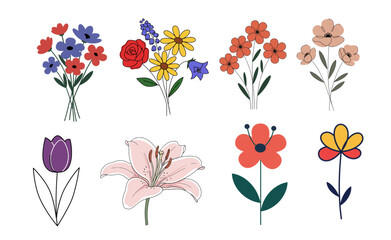 Delightful Floral Designs Perfect for Branding Projects Logos and Springtime Themes Featuring Lilies Tulips and More