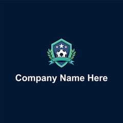 Shield soccer ball laurel stars ribbon dark blueteal © ohe