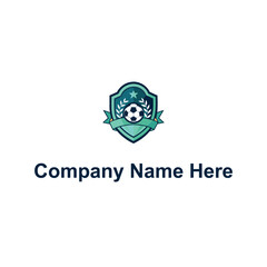 Shield soccer ball laurel stars ribbon dark blueteal © ohe