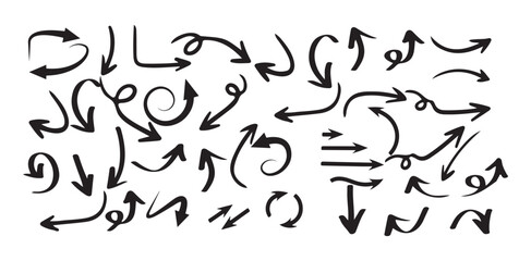 Curbs Arrows and Directions set thin and bold rounded icons