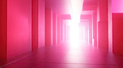 A vibrant, glowing corridor of hot pink.