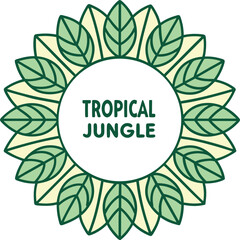 Tropical Jungle Leaves Frame with Text Green and Cream Leaf Pattern Botanical Design Element Nature Border Isolated on White Background Vector Illustration