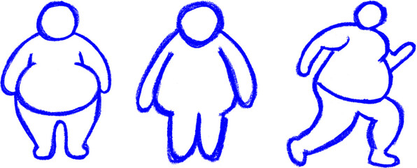 Obesity Health Risk Icons Crayon Chalk Drawing Vector Set