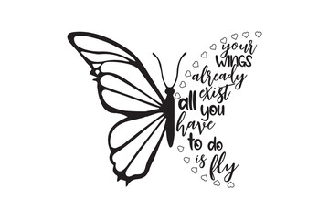 Line Art Butterfly Poster - Your Wings Already Exist
