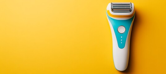 Powerful Fabric Shaver Displayed on Muted Yellow Surface with Space for Product Branding and Promotional Content
