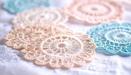 Obraz premium Exquisite handmade crochet crafts, a beautiful collection of cozy creations
