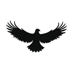 Obraz premium Silhouette of a majestic eagle in flight with wide open wings on a white background