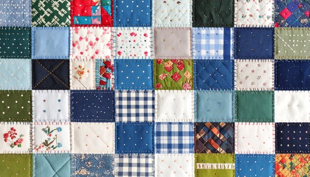 Vibrant patchwork quilt, a kaleidoscope of colors and handmade textures colorful