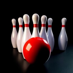 bowling ball and pins on white background