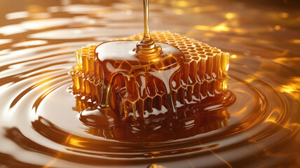 honey dripping on a honeycomb