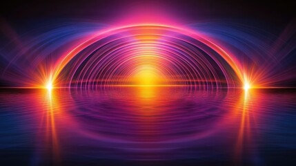 Vibrant, abstract design with radiant light and reflections.