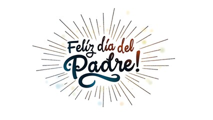 Festive spanish father's day greeting with typography design and decorative burst elements celebrating papa