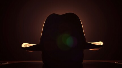 Elegant cowboy hat illuminated from behind showcasing craftsmanship and design in a dramatic light setting