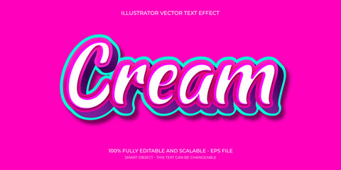 Pink 3D Cream Bold Editable Text Effect Vector Font Style for Modern Design