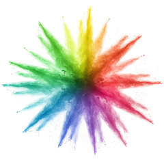 Colorful Powder Explosion isolated on transparent background, Explosion of colored powder PNG


