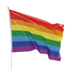 Rainbow Flag Waving isolated on transparent background, Coloful Flag PNG 


