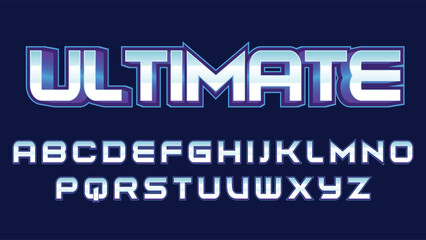 3d purple metallic blue gaming isolated letters