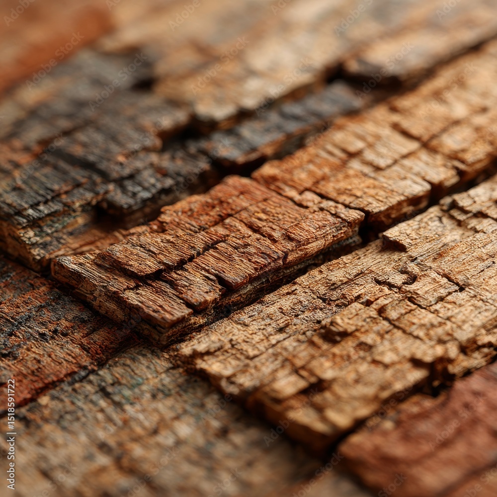 Poster aged rustic wood: close-up of weathered planks with rich texture and natural patterns