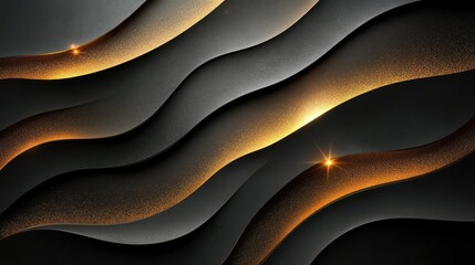Abstract Black and Gold Wavy Background
