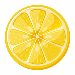 Vibrant Yellow Lemon Slice Cross Section Illustration