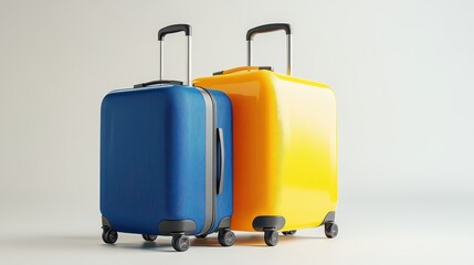 Blue and Yellow Suitcases Ready for Travel.