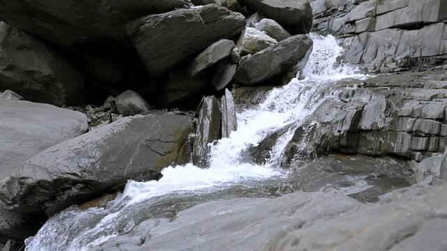 Cascade De La Muzelle in the Ecrins Mountains in the French Alps
