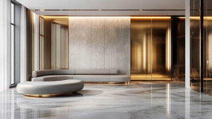 Luxurious Modern Lobby Interior Design with Gold Accents
