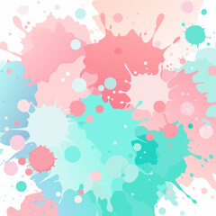 Abstract Pastel Pink Blue Green Watercolor Splashes Background