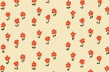 Retro simple red flower pattern design