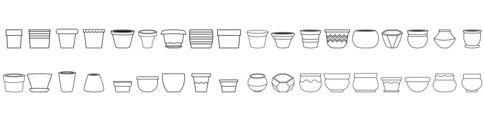 Flower pot icon vector set. Pot illustration sign collection. Flowerpot symbol or logo.