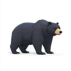 Obraz premium Black Bear Illustration in Minimalist Style with White Background