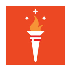 Illuminated torch icon bright flame symbol