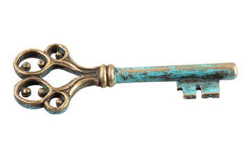 Metal house key isolated on a transparent or white background. Perfect for real estate, home security, locksmith, or rental and ownership concept designs.
