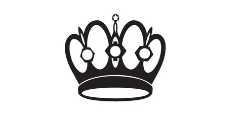 Elegant Black Silhouette Crown with Five Ornamental Arches and a Central Star