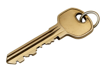 House key isolated on a white or transparent background, ideal for real estate, home security, renting, buying, property ownership, and locksmith visuals.