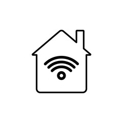 house icon with Wi-Fi signal, visual for home internet, smart home, home automation, connectivity or modern life suitable for web design, mobile apps, printed materials and presentations