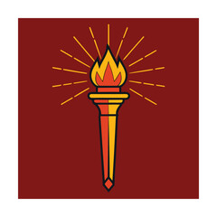 Flaming torch symbol illumination bright light