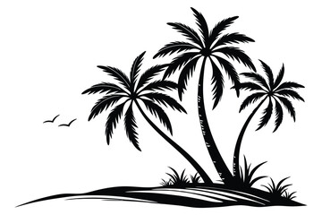 Palm tree shapes in various styles – tropical landscape and paradise decoration