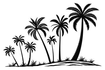 Palm tree shapes in various styles – tropical landscape and paradise decoration