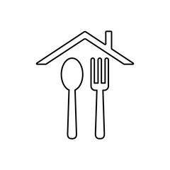 house icon with spoon and fork, vector illustration, symbol, design logo template pictogram, for ui or ux isolated on white for mobile app, editable